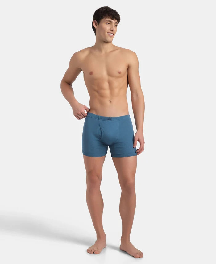 Super Combed Cotton Rib Solid Boxer Brief with Ultrasoft and Durable Waistband - Stellar (Pack of 2)