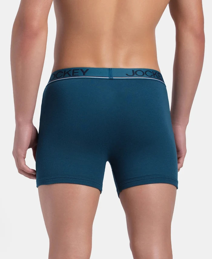 Super Combed Cotton Rib Solid Boxer Brief with Ultrasoft and Durable Waistband - Seaport Teal (Pack of 2)