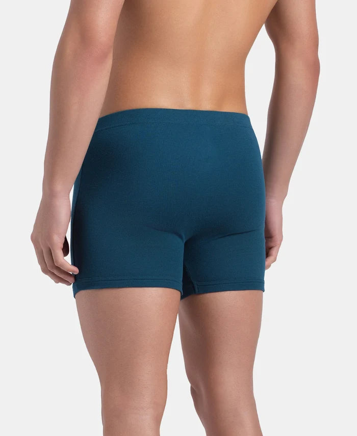 Super Combed Cotton Rib Solid Boxer Brief with Ultrasoft and Durable Waistband - Seaport Teal (Pack of 2)