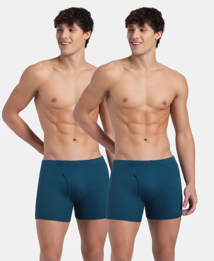 Super Combed Cotton Rib Solid Boxer Brief with Ultrasoft and Durable Waistband - Seaport Teal (Pack of 2)
