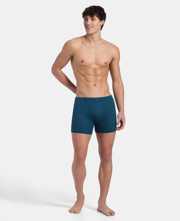 Super Combed Cotton Rib Solid Boxer Brief with Ultrasoft and Durable Waistband - Seaport Teal (Pack of 2)