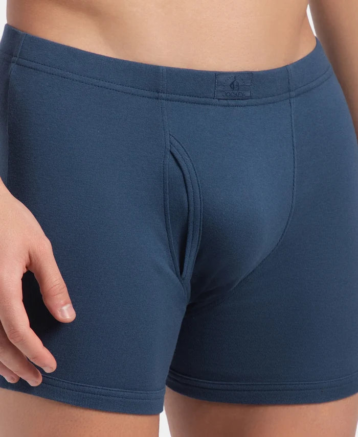 Super Combed Cotton Rib Solid Boxer Brief with Ultrasoft and Durable Waistband - Dark Denim