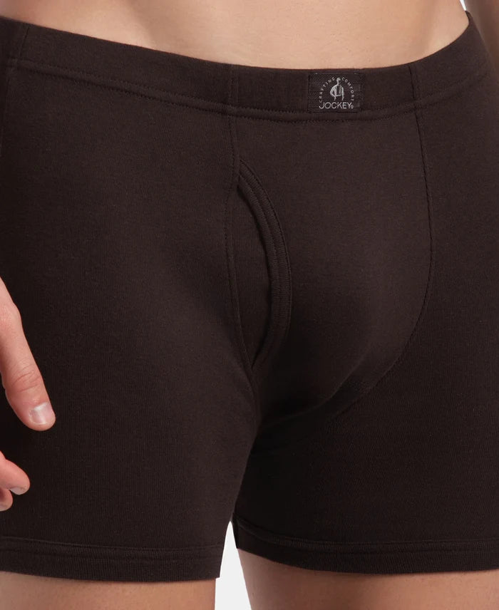 Super Combed Cotton Rib Solid Boxer Brief with Ultrasoft and Durable Waistband - Brown (Pack of 2)