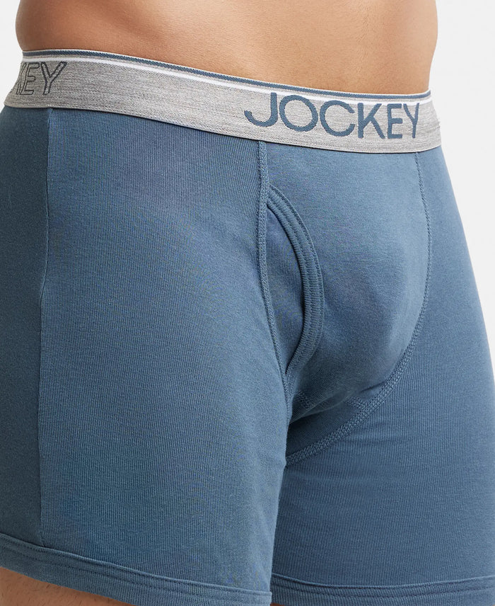 Super Combed Cotton Rib Solid Boxer Brief with Ultrasoft and Durable Waistband - Deep Slate-6