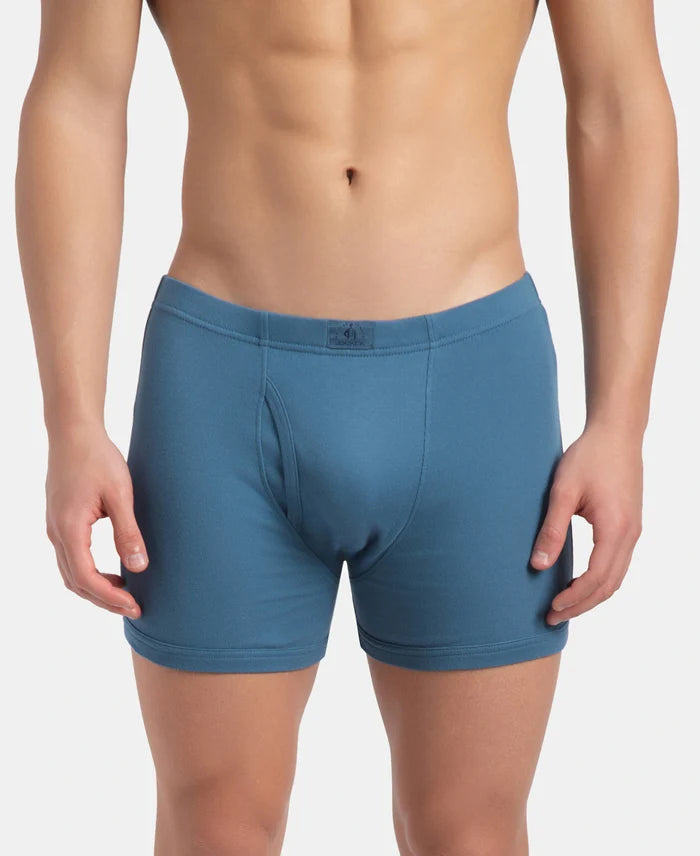 Super Combed Cotton Rib Solid Boxer Brief with Ultrasoft and Durable Waistband - Stellar (Pack of 2)