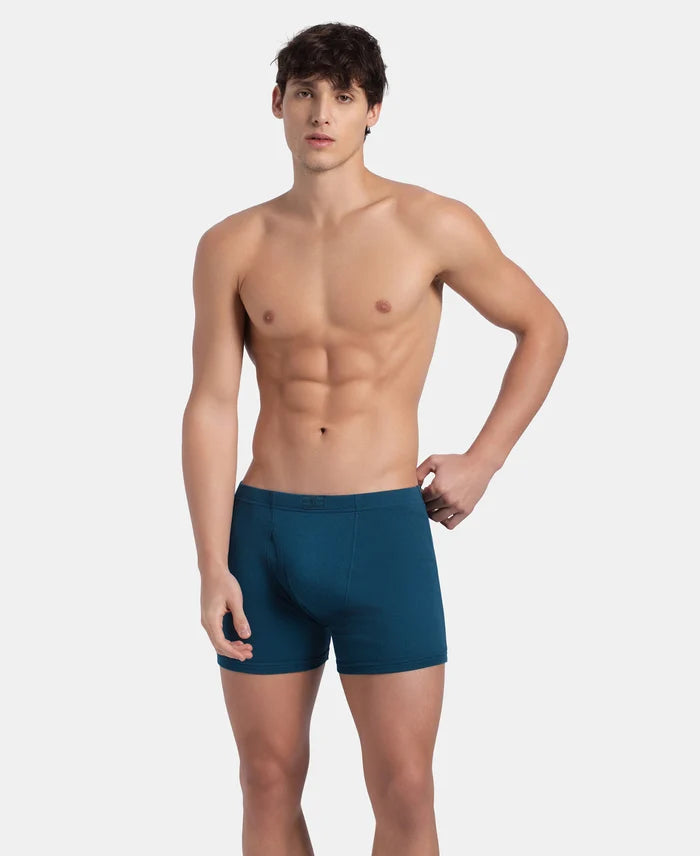 Super Combed Cotton Rib Solid Boxer Brief with Ultrasoft and Durable Waistband - Seaport Teal (Pack of 2)