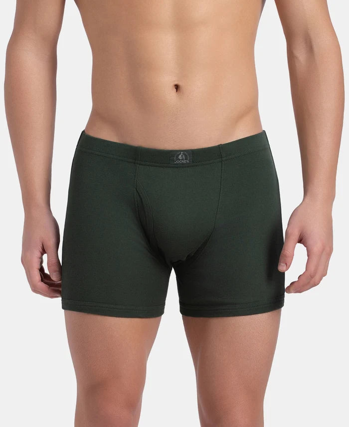 Super Combed Cotton Rib Solid Boxer Brief with Ultrasoft and Durable Waistband - Deep Forest (Pack of 2)