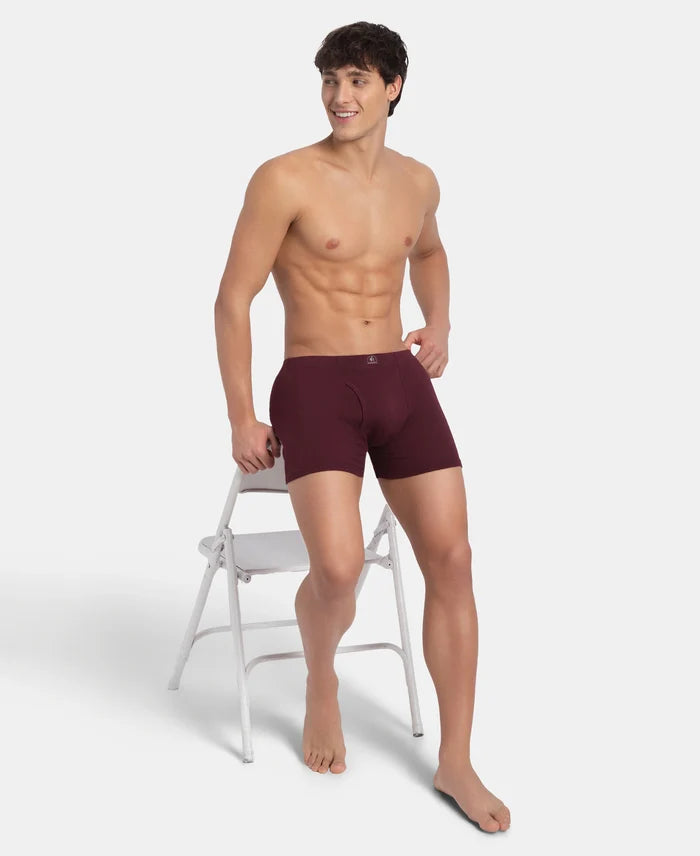 Super Combed Cotton Rib Solid Boxer Brief with Ultrasoft and Durable Waistband - Port Royale (Pack of 2)
