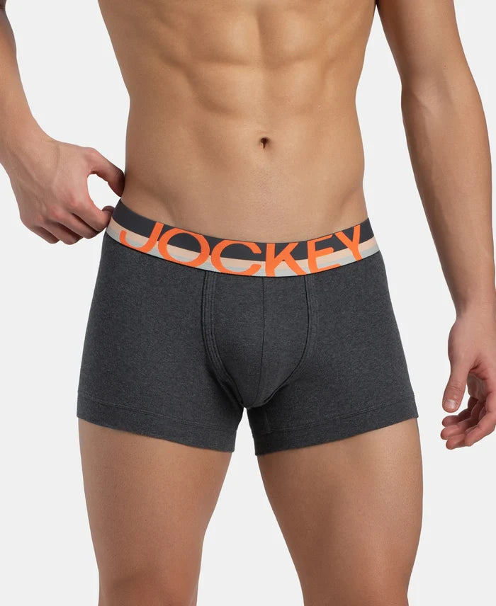 Super Combed Cotton Rib Solid Trunk with Ultrasoft Waistband - Charcoal Melange (Pack of 2)