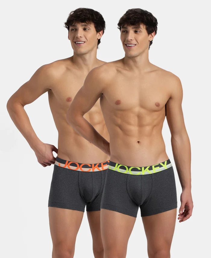 Super Combed Cotton Rib Solid Trunk with Ultrasoft Waistband - Charcoal Melange (Pack of 2)