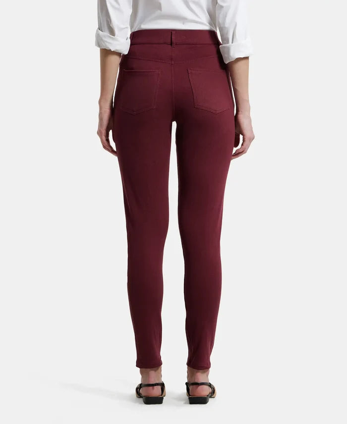 Super Combed Cotton Rich Elastane Slim Fit Jeggings With Pockets - Chocolate Truffle-3