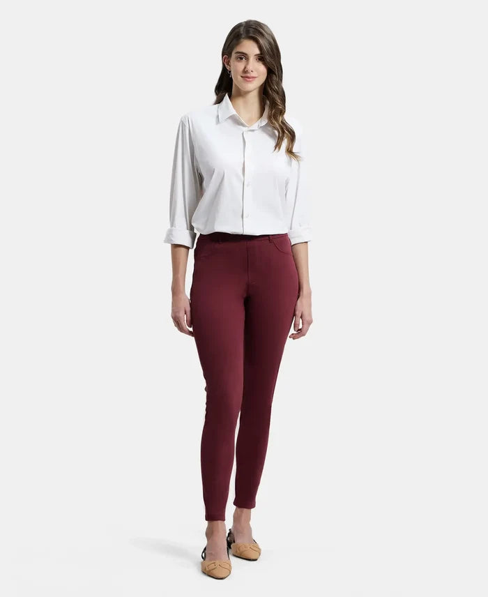 Super Combed Cotton Rich Elastane Slim Fit Jeggings With Pockets - Chocolate Truffle-4