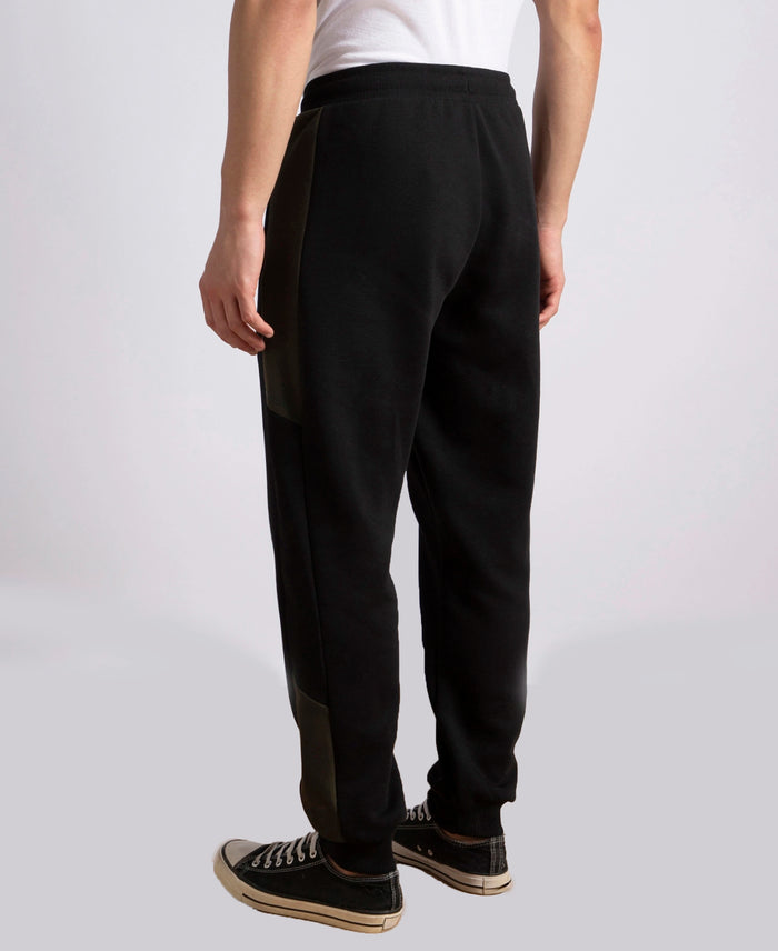 Super Combed Cotton Rich Fleece Fabric Regular Fit Jogger with Zipper Pockets - Black