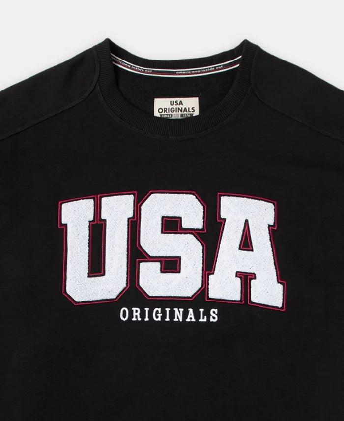 Super Combed Cotton Rich Fleece Printed Sweatshirt with StayWarm Technology - Black