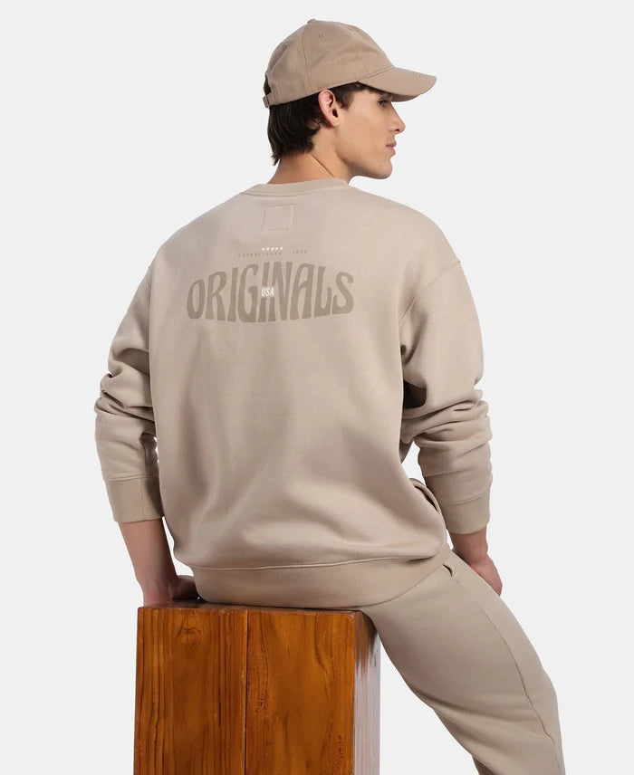 Super Combed Cotton Rich Graphic Print Fleece Sweatshirt with StayWarm Technology - Pure Cashmere