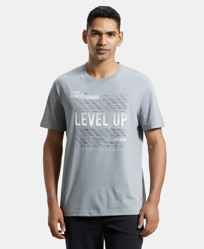 Super Combed Cotton Rich Graphic Printed Round Neck Half Sleeve T-Shirt - Monument-1