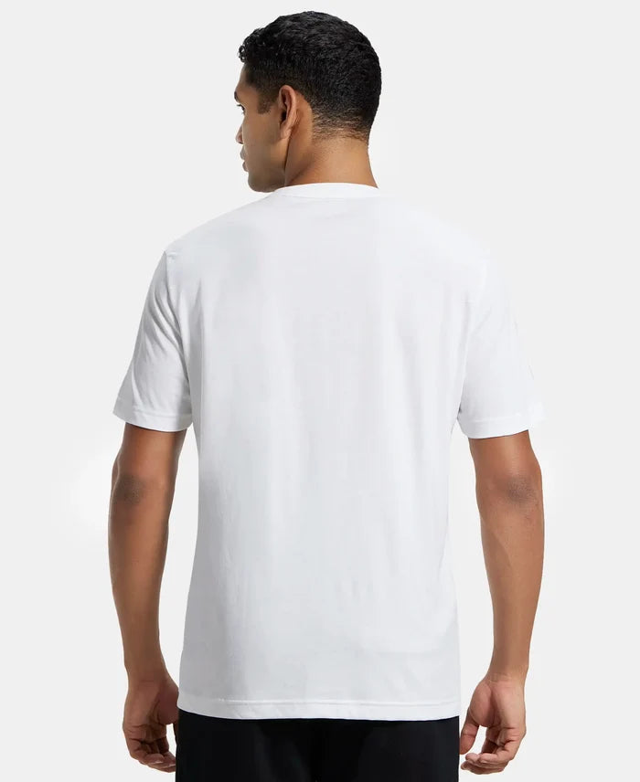 Super Combed Cotton Rich Graphic Printed Round Neck Half Sleeve T-Shirt - White-3