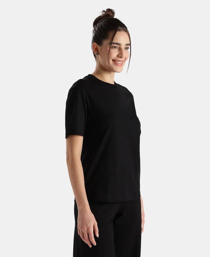 Super Combed Cotton Rich Oversized T-Shirt with Side Slits - Black