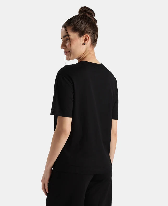 Super Combed Cotton Rich Oversized T-Shirt with Side Slits - Black