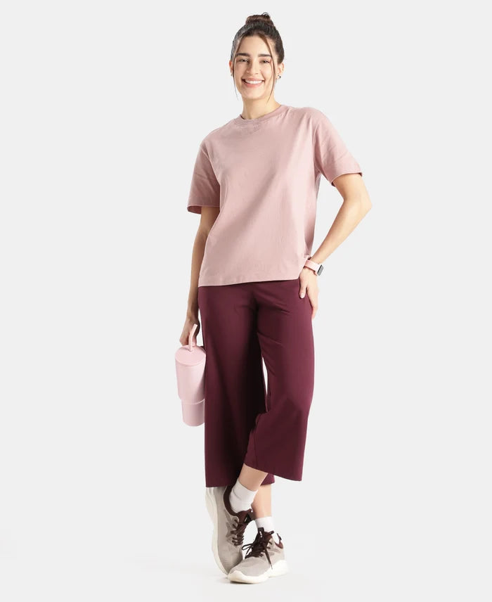 Super Combed Cotton Rich Oversized T-Shirt with Side Slits - Woodrose
