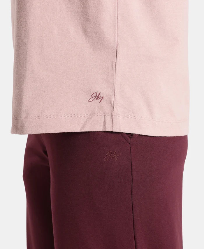 Super Combed Cotton Rich Oversized T-Shirt with Side Slits - Woodrose