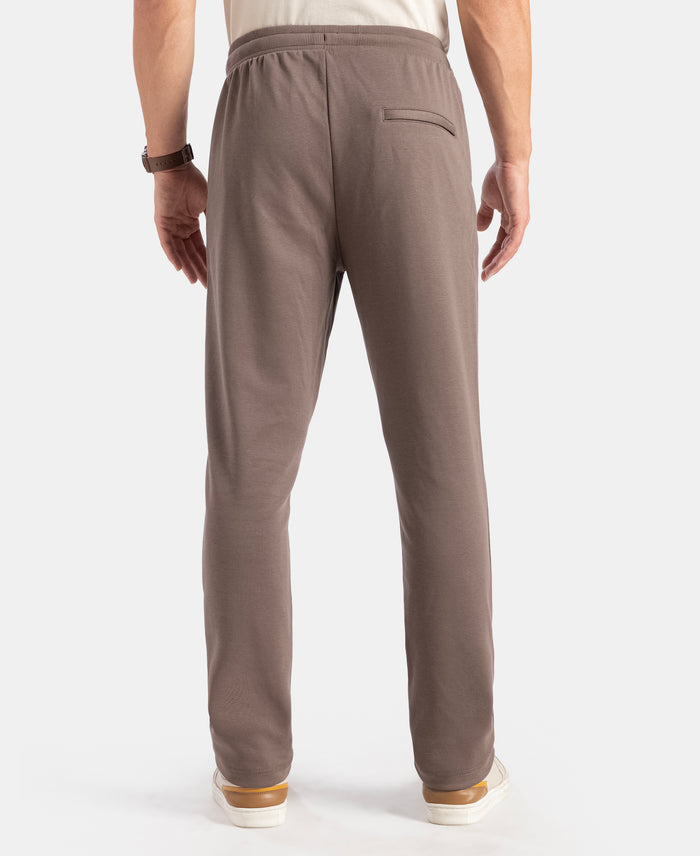 Super Combed Cotton Rich Pique Slim Fit Trackpant with Side Zipper Pockets - Dark Khaki