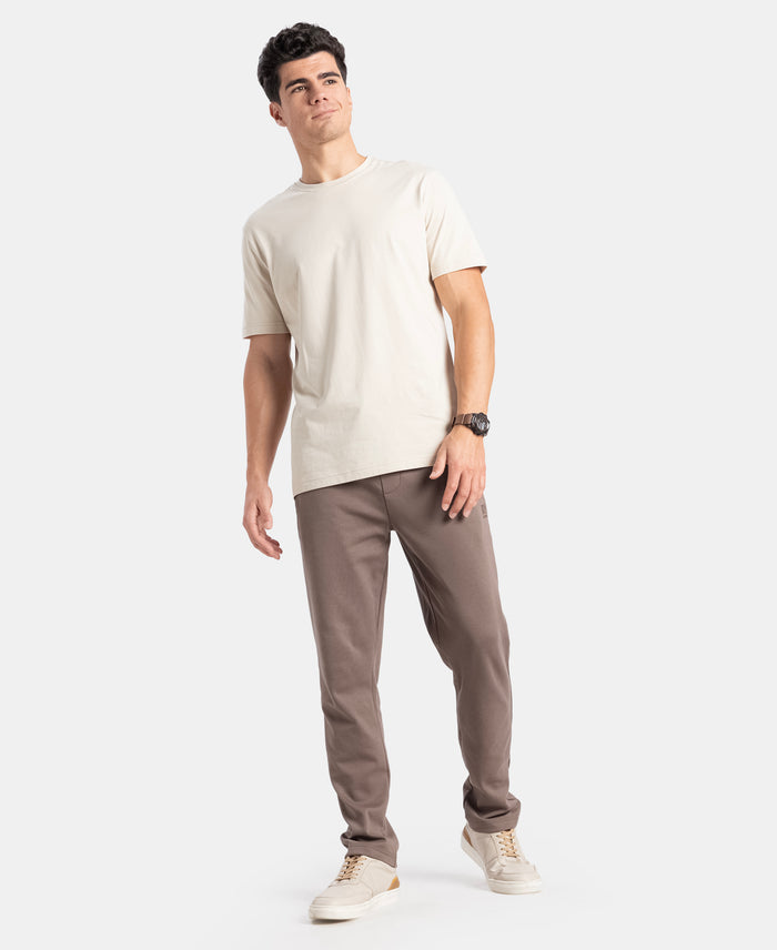 Super Combed Cotton Rich Pique Slim Fit Trackpant with Side Zipper Pockets - Dark Khaki
