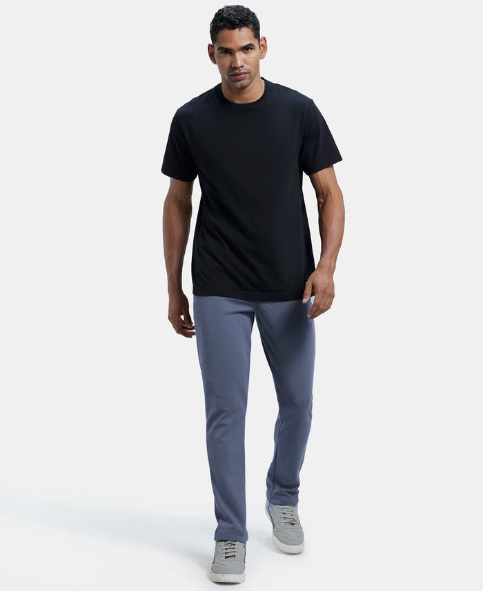 Super Combed Cotton Rich Pique Slim Fit Trackpant with Side Zipper Pockets - Vintage Indigo