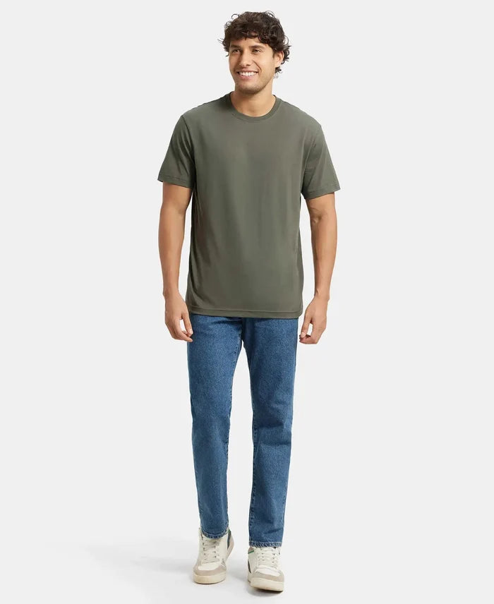 Super Combed Cotton Rich Round Neck Half Sleeve T-Shirt - Deep Olive-4
