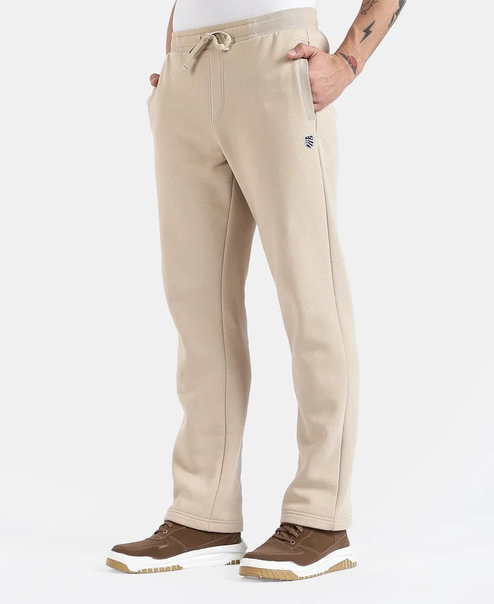 Super Combed Cotton Rich Straight Fit Fleece Trackpants with StayWarm Technology - Pure Cashmere