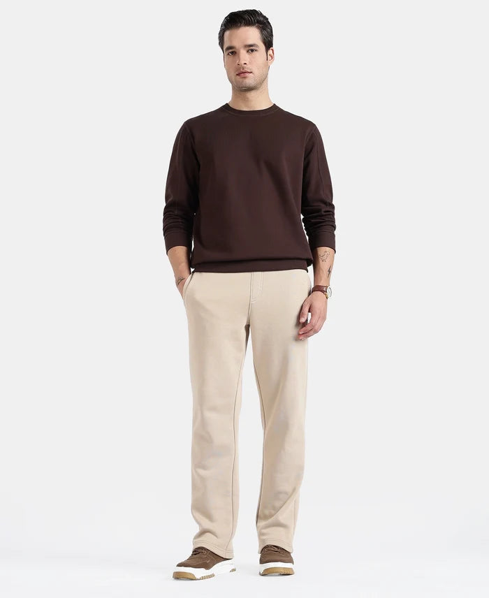 Super Combed Cotton Rich Straight Fit Fleece Trackpants with StayWarm Technology - Pure Cashmere