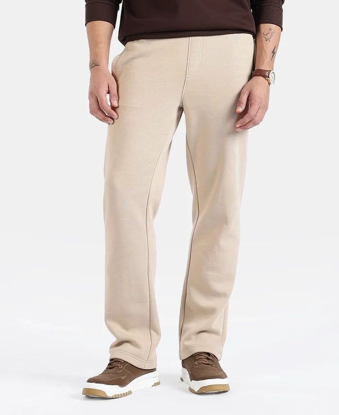 Super Combed Cotton Rich Straight Fit Fleece Trackpants with StayWarm Technology - Pure Cashmere