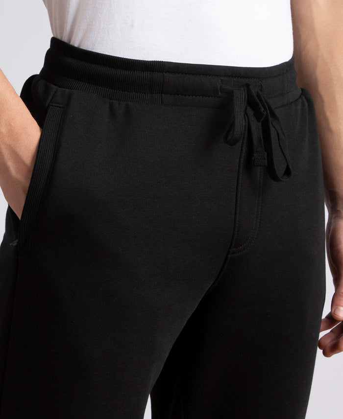 Super Combed Cotton Rich Straight Fit Fleece Trackpants with StayWarm Technology - Black