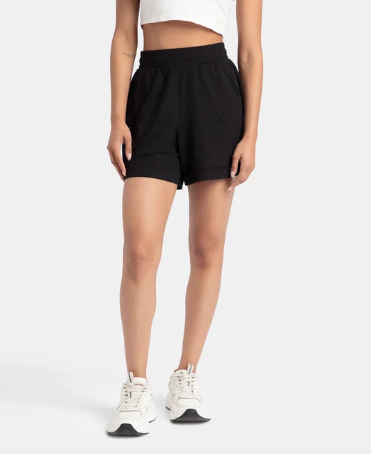 Super Combed Cotton Rich Straight Fit Shorts with Side Pockets - Black