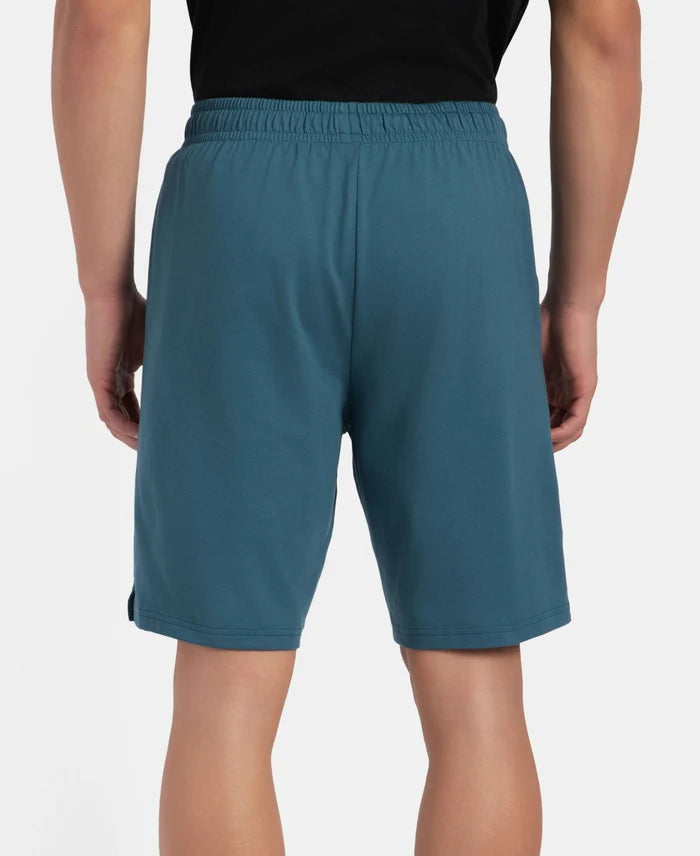 Super Combed Cotton Rich Straight Fit Shorts with Side Pockets - Indian Teal