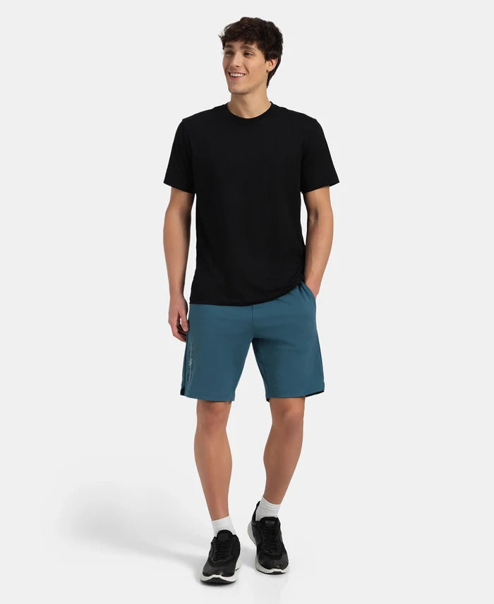 Super Combed Cotton Rich Straight Fit Shorts with Side Pockets - Indian Teal