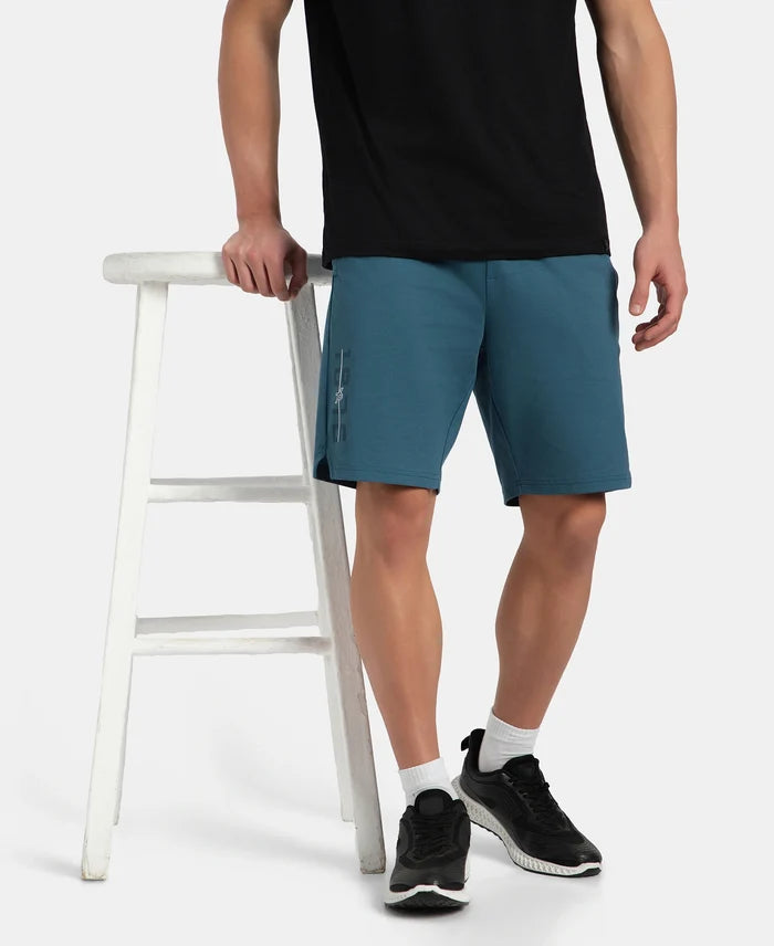 Super Combed Cotton Rich Straight Fit Shorts with Side Pockets - Indian Teal