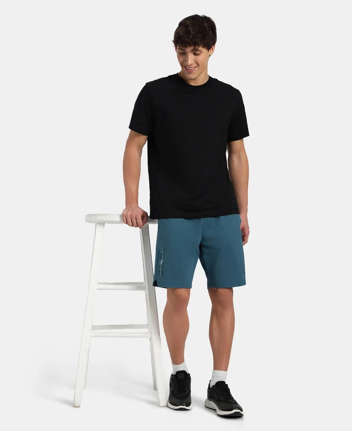 Super Combed Cotton Rich Straight Fit Shorts with Side Pockets - Indian Teal