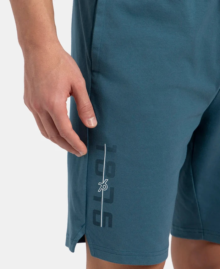 Super Combed Cotton Rich Straight Fit Shorts with Side Pockets - Indian Teal
