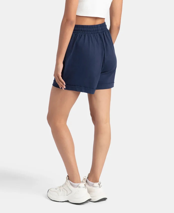 Super Combed Cotton Rich Straight Fit Shorts with Side Pockets - Navy Blazer