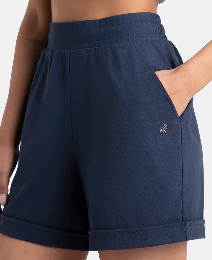 Super Combed Cotton Rich Straight Fit Shorts with Side Pockets - Navy Blazer