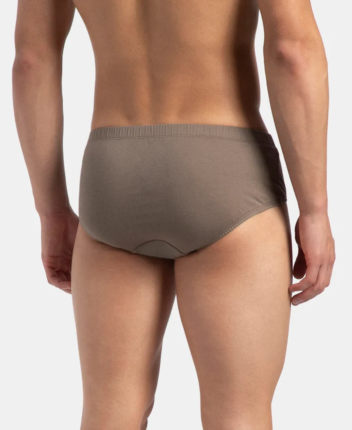 Super Combed Cotton Solid Brief with Ultrasoft Concealed Waistband - Dark Khaki (Pack of 2)