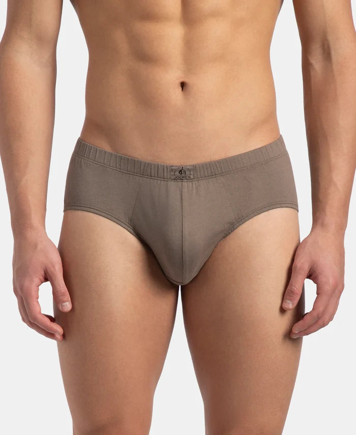 Super Combed Cotton Solid Brief with Ultrasoft Concealed Waistband - Dark Khaki (Pack of 2)