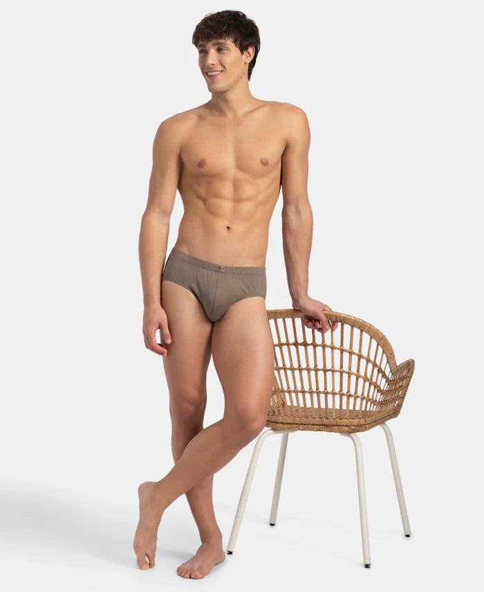 Super Combed Cotton Solid Brief with Ultrasoft Concealed Waistband - Dark Khaki (Pack of 2)