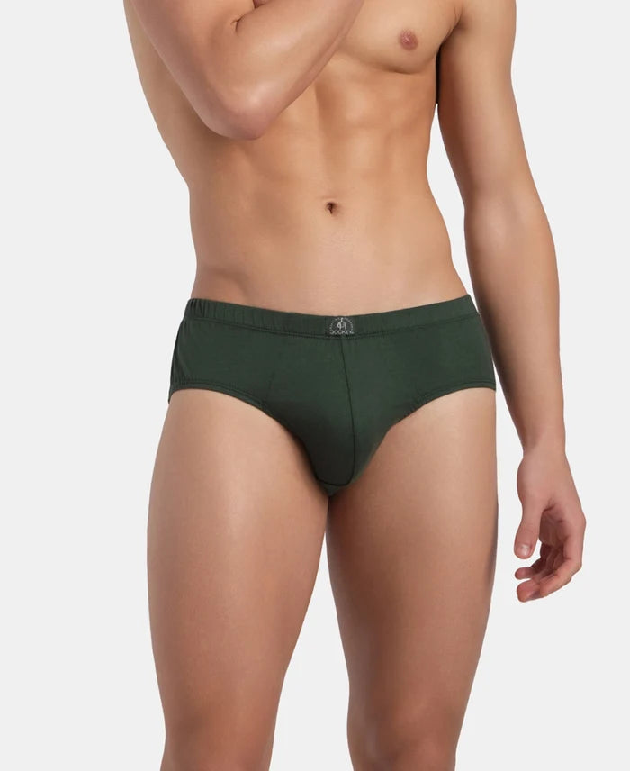 Super Combed Cotton Solid Brief with Ultrasoft Concealed Waistband - Deep Forest (Pack of 3)