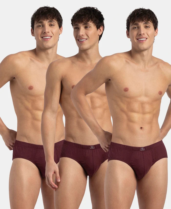 Super Combed Cotton Solid Brief with Ultrasoft Concealed Waistband - Port Royale (Pack of 3)