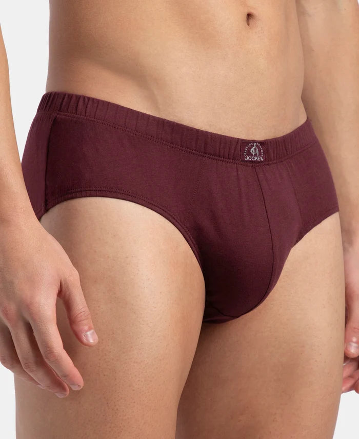 Super Combed Cotton Solid Brief with Ultrasoft Concealed Waistband - Port Royale (Pack of 3)
