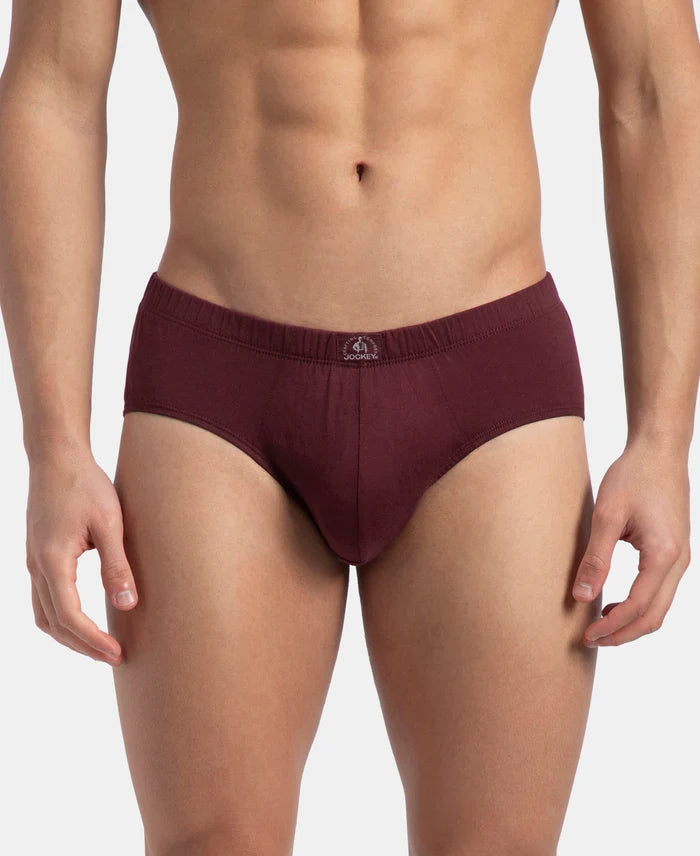 Super Combed Cotton Solid Brief with Ultrasoft Concealed Waistband - Port Royale (Pack of 3)