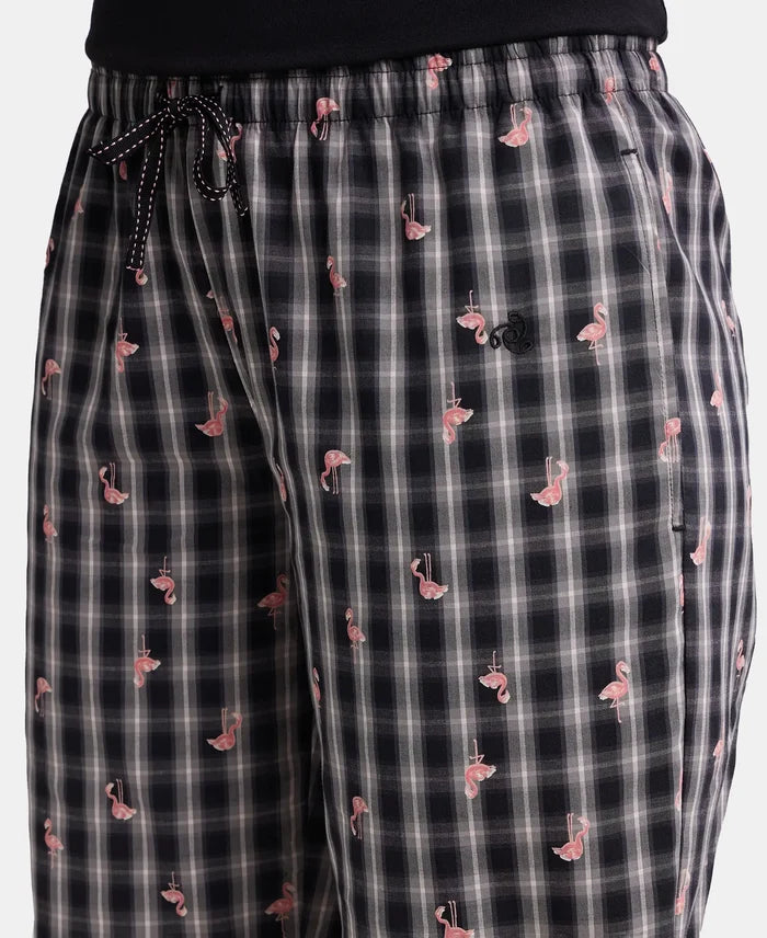 Super Combed Cotton Woven Fabric Relaxed Fit Striped Pyjama with Side Pockets - Black-6