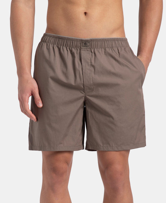 Super Combed Mercerized Cotton Woven Fabric Boxer Shorts - Dark Khaki